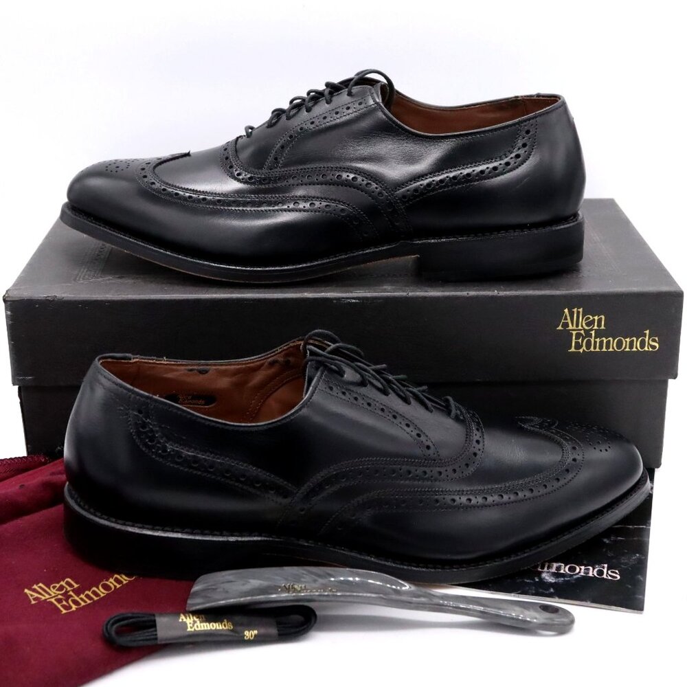 Allen Edmonds Chester Wingtip Oxford Black Leather Dress Shoes Sz 9.5 C (narrow)